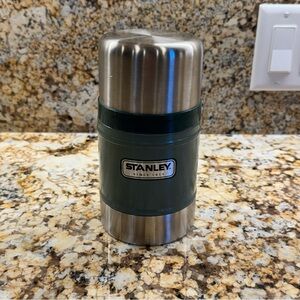 Vintage Stanley Vacuum Food Jar Green and Silver Thermos Classic 1913